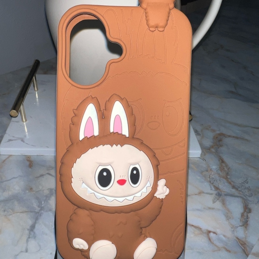 Cute Brown or Pink Labubu Bunny Phone Case fits iPhone Pro 16 & Pro 13-14-15 $25